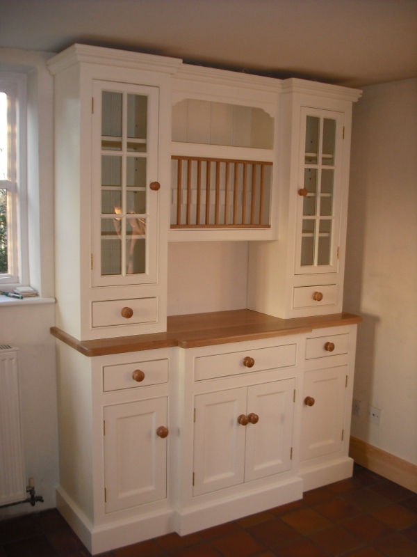 Large freestanding dresser in white with wood trim