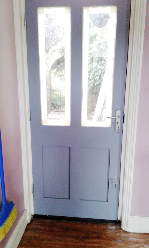 panelled half glazed door from inside, awaiting final coat
